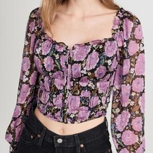 ASTR the Label | Amber Floral Purple Blouse | Size Medium